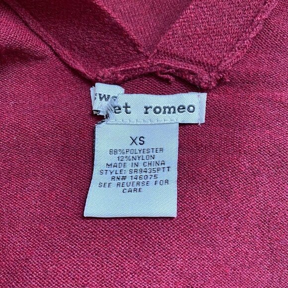 SWEET Romeo BNWOT Burgundy Cardan Open Front Sweater Xsmall New Pockets - Picture 5 of 6